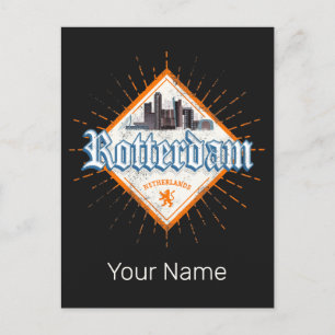 Rotterdamse stad Nederland Skyline Nederlandse Vin Feestdagenkaart