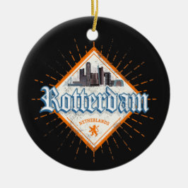 Rotterdamse stad Nederland Skyline Nederlandse Vin Keramisch Ornament