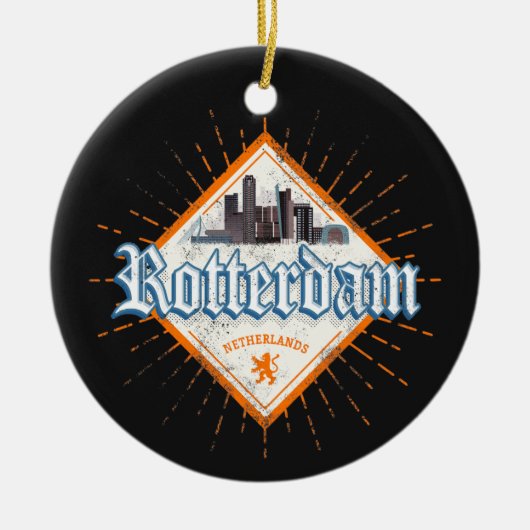 Rotterdamse stad Nederland Skyline Nederlandse Vin Keramisch Ornament (Voorkant)