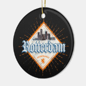 Rotterdamse stad Nederland Skyline Nederlandse Vin Keramisch Ornament (Links)