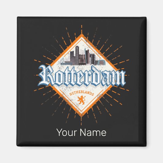 Rotterdamse stad Nederland Skyline Nederlandse Vin Magneet (Voorkant)