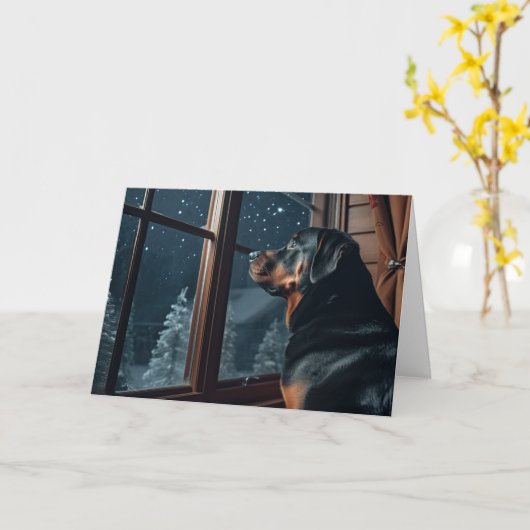 Rottie Kerstmis Kaart (Gele Bloem)