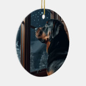 Rottie Kerstmis Keramisch Ornament (Rechts)