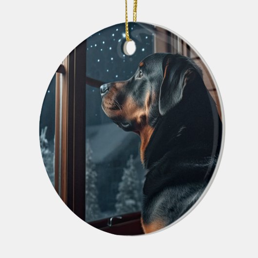Rottie Kerstmis Keramisch Ornament (Links)