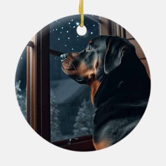 Rottie Kerstmis Keramisch Ornament (Achterkant)