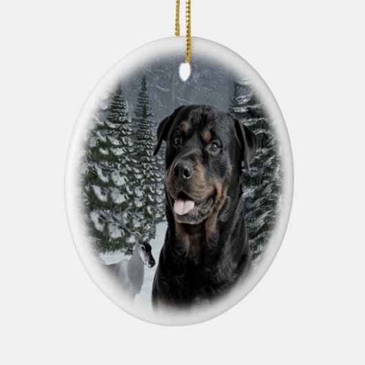 Rottie kerstversiering keramisch ornament (Rechts)