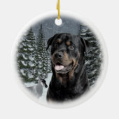 Rottie kerstversiering keramisch ornament (Achterkant)