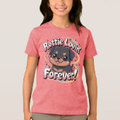 Rottie Lovin’ Forever - Kawaii Chibi Rottweiler Tri-Blend Shirt (Voorkant)