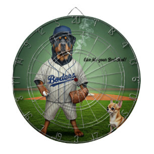 Rottie Maximus Baseball speler met fan Dartbord