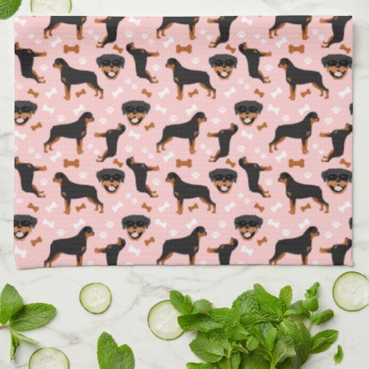 Rottie Rottweiler Blue Kitchen Towel Theedoek (Gevouwen)