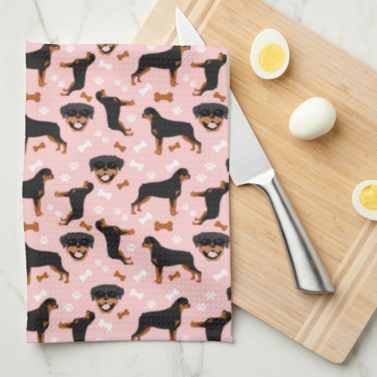 Rottie Rottweiler Blue Kitchen Towel Theedoek (Quarter Fold)