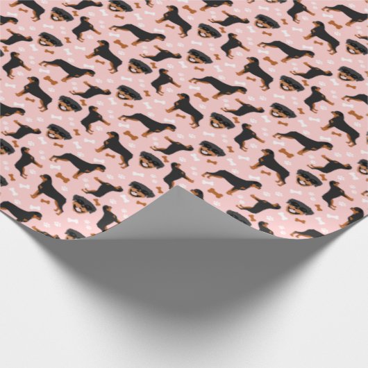 Rottie Rottweiler Cute Dog Wrapping Paper Cadeaupapier (Hoek)