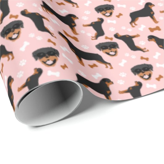 Rottie Rottweiler Cute Dog Wrapping Paper Cadeaupapier (Rol Hoek)