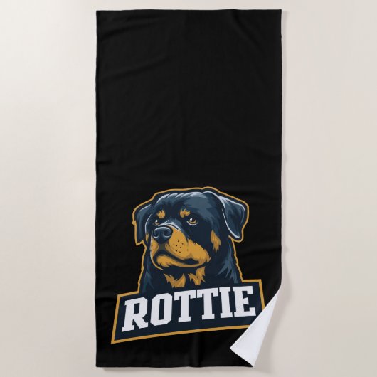 Rottie – Starkes Rottweiler Portrait Strandlaken (Voorkant)