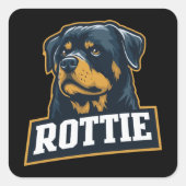 Rottie – Starkes Rottweiler Portrait Vierkante Sticker (Voorkant)