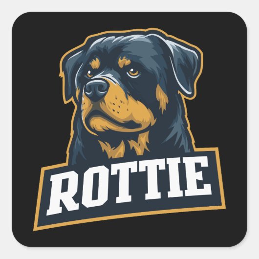 Rottie – Starkes Rottweiler Portrait Vierkante Sticker (Voorkant)