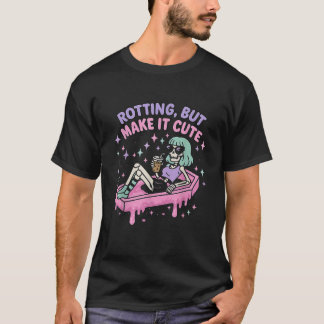 Rotting maar maak het Schattige pastel Gothic skel T-shirt