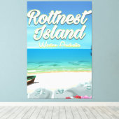 Rottnest Island Australië oceaan reisposter Canvas Afdruk (Insitu (Houten vloer))