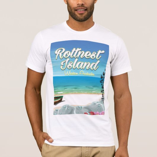 Rottnest Island Australië oceaan reisposter T-shirt (Voorkant)