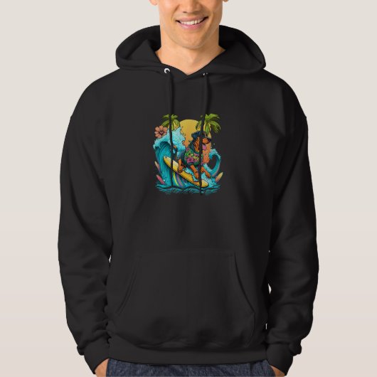 Rottweile Dogpng Surfing with Pineapple Pattern Hoodie (Voorkant)