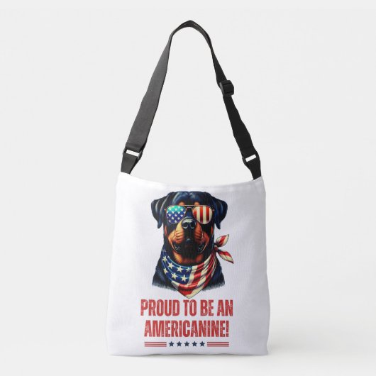 Rottweiler 4 juli Amerikaanse vlag bril Crossbody Tas (Voorkant)
