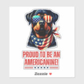 Rottweiler 4 juli Amerikaanse vlag bril Sticker (Vel)