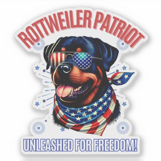 Rottweiler 4 juli Amerikaanse vlag bril Sticker (Voorkant)