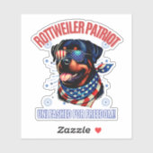 Rottweiler 4 juli Amerikaanse vlag bril Sticker (Vel)
