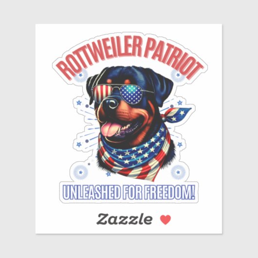 Rottweiler 4 juli Amerikaanse vlag bril Sticker (Vel)