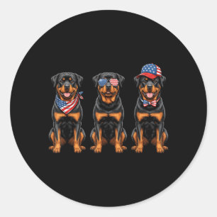 Rottweiler 4 juli Amerikaanse vlag Rottie hond Ronde Sticker