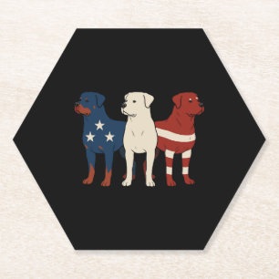 Rottweiler 4 juli hondenliefhebber mannen VS vlag Kartonnen Onderzetters