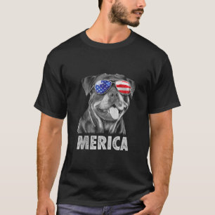 Rottweiler 4 juli Merica Mannen American Flag Su T-shirt