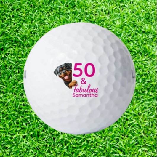 Rottweiler 50ste verjaardag golfballen