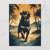 Rottweiler aan het strand briefkaart (Voorkant)