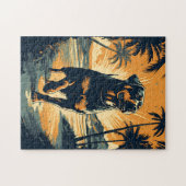 Rottweiler aan het strand legpuzzel (Horizontaal)