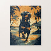 Rottweiler aan het strand legpuzzel (Verticaal)