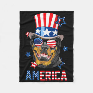Rottweiler American Flag 4 juli Patriottic Dog Fleece Deken