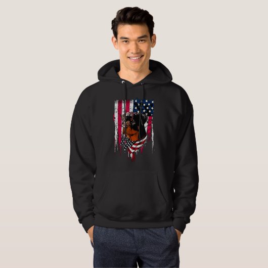 Rottweiler American Flag Hoodie (Voorkant volledig)