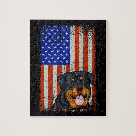 Rottweiler American Flag Rottweiler Legpuzzel (Verticaal)