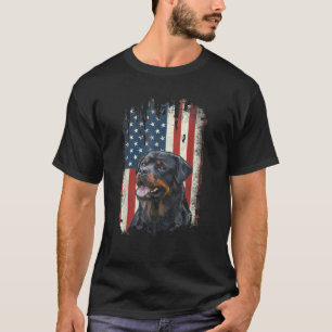 Rottweiler Amerikaanse Vlag USA Patriottische Hon T-shirt