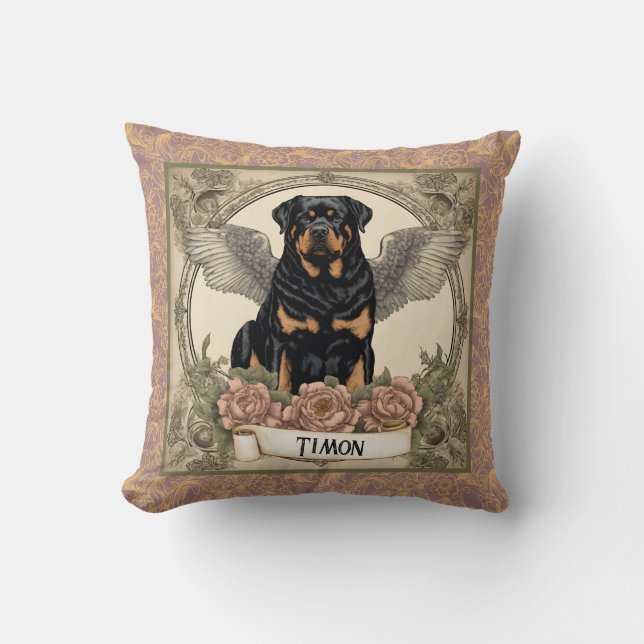  Rottweiler Angel Art Tribute Kussen (Voorkant)