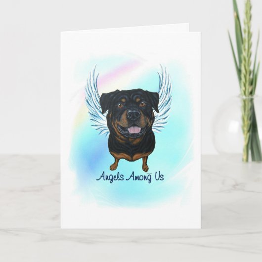 Rottweiler Angel Dog Pet Loss Sympathy Card Bedankkaart (Voorkant)