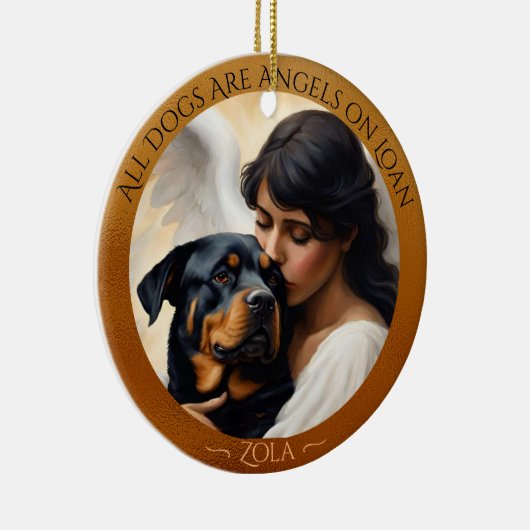 Rottweiler Angel Gepersonaliseerde Memorial Kerami Keramisch Ornament (Rechts)