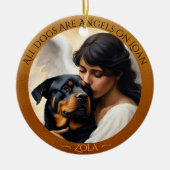 Rottweiler Angel Gepersonaliseerde Memorial Kerami Keramisch Ornament (Voorkant)