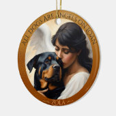 Rottweiler Angel Gepersonaliseerde Memorial Kerami Keramisch Ornament (Links)