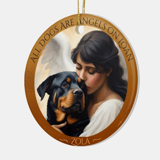 Rottweiler Angel Gepersonaliseerde Memorial Kerami Keramisch Ornament (Links)