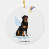 Rottweiler Angel Gepersonaliseerde Pet Dog Memoria Keramisch Ornament (Achterkant)