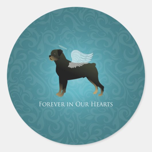Rottweiler Angel - Pet Memorial Design Ronde Sticker (Voorkant)
