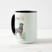 Rottweiler Aquarel Gepersonaliseerde Hond Mok (Voorkant links)