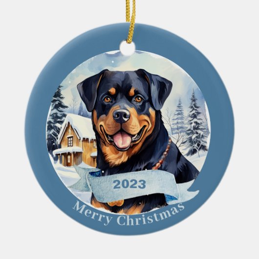 Rottweiler Art Dog Pet Keramisch Ornament (Voorkant)